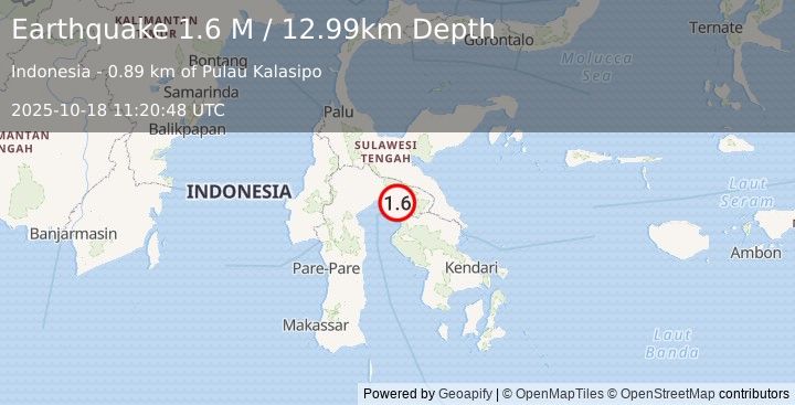 Earthquake Sulawesi, Indonesia (1.6 M) (2025-10-18 11:20:48 UTC)