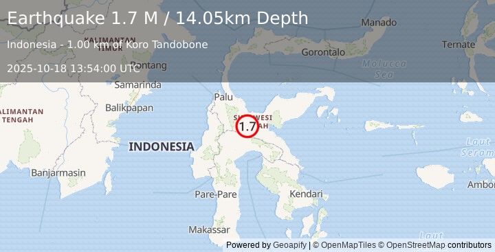 Earthquake Sulawesi, Indonesia (1.7 M) (2025-10-18 13:54:00 UTC)