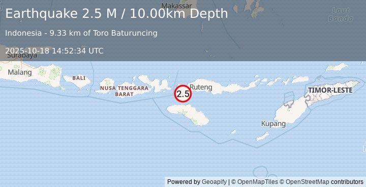 Earthquake Flores Region, Indonesia (2.5 M) (2025-10-18 14:52:34 UTC)