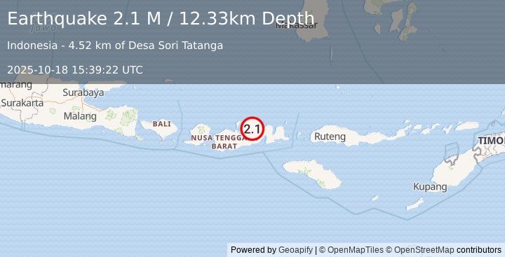Earthquake Sumbawa Region, Indonesia (2.1 M) (2025-10-18 15:39:22 UTC)
