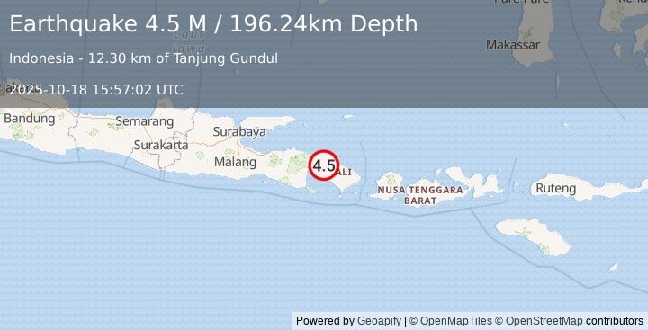 Earthquake Bali Region, Indonesia (4.5 M) (2025-10-18 15:57:02 UTC)