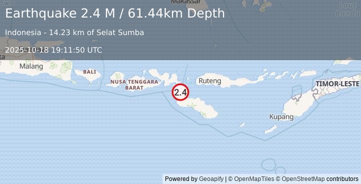 Earthquake Sumba Region, Indonesia (2.4 M) (2025-10-18 19:11:50 UTC)