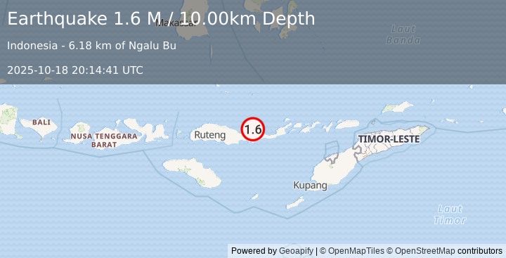 Earthquake Flores Region, Indonesia (1.6 M) (2025-10-18 20:14:41 UTC)