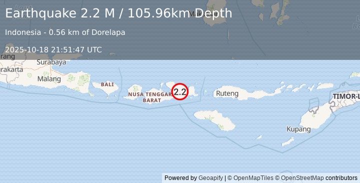 Earthquake Sumbawa Region, Indonesia (2.2 M) (2025-10-18 21:51:47 UTC)