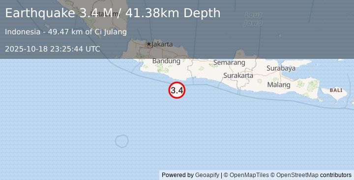 Earthquake Java, Indonesia (3.4 M) (2025-10-18 23:25:44 UTC)