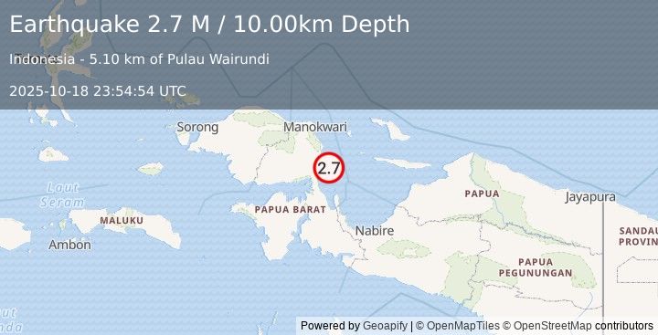 Earthquake West Papua Region, Indonesia (2.7 M) (2025-10-18 23:54:54 UTC)