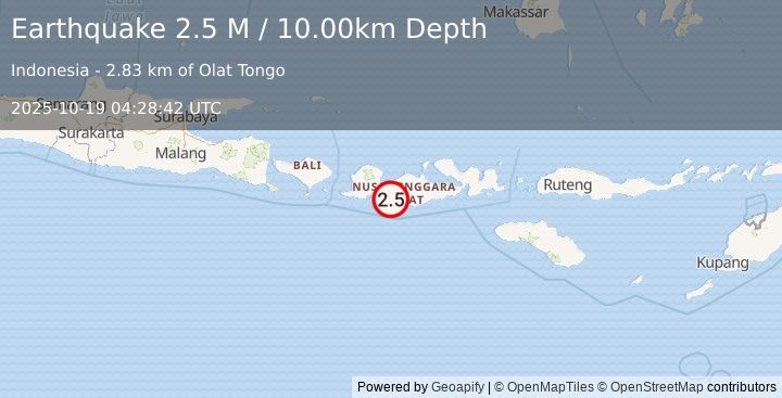 Earthquake Sumbawa Region, Indonesia (2.5 M) (2025-10-19 04:28:42 UTC)