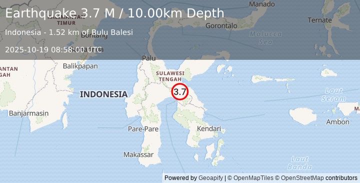 Earthquake Sulawesi, Indonesia (3.7 M) (2025-10-19 08:58:00 UTC)