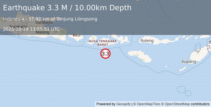 Earthquake Sumbawa Region, Indonesia (3.3 M) (2025-10-19 13:55:51 UTC)