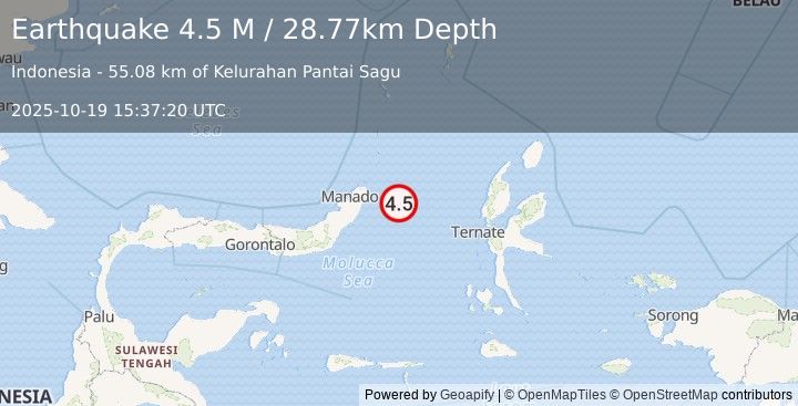 Earthquake Northern Molucca Sea (4.5 M) (2025-10-19 15:37:20 UTC)