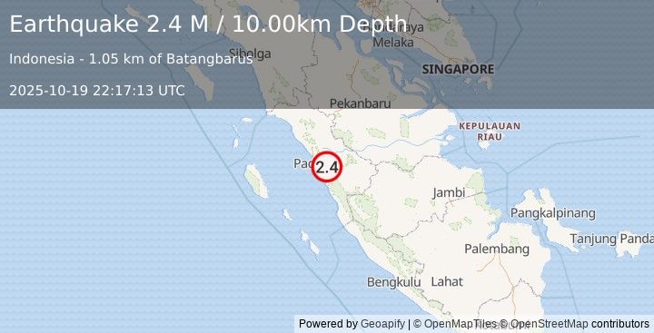 Earthquake Southern Sumatra, Indonesia (2.4 M) (2025-10-19 22:17:13 UTC)