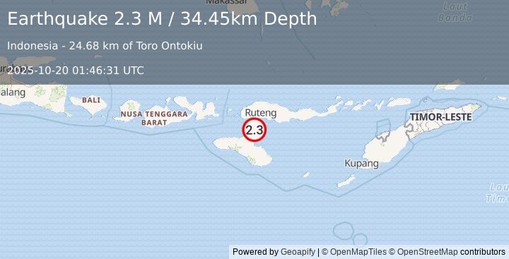 Earthquake Sumba Region, Indonesia (2.3 M) (2025-10-20 01:46:31 UTC)