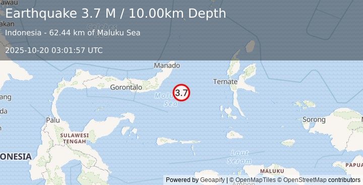 Earthquake Northern Molucca Sea (3.7 M) (2025-10-20 03:01:57 UTC)