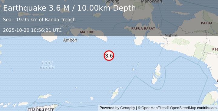 Earthquake Banda Sea (4.2 M) (2025-10-20 10:56:22 UTC)