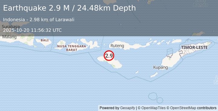 Earthquake Sumba Region, Indonesia (2.9 M) (2025-10-20 11:56:32 UTC)