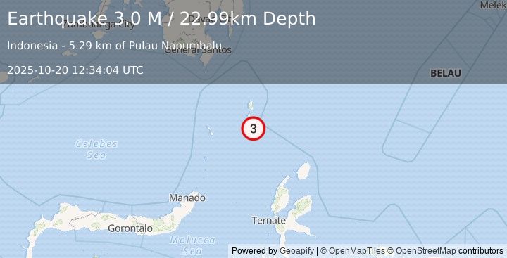 Earthquake Talaud Islands, Indonesia (3.0 M) (2025-10-20 12:34:04 UTC)