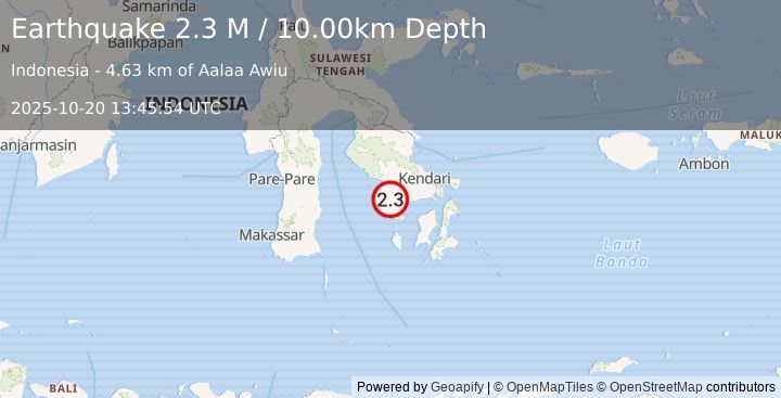 Earthquake Sulawesi, Indonesia (2.3 M) (2025-10-20 13:45:54 UTC)
