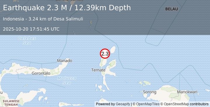 Earthquake Northern Molucca Sea (2.3 M) (2025-10-20 17:51:45 UTC)
