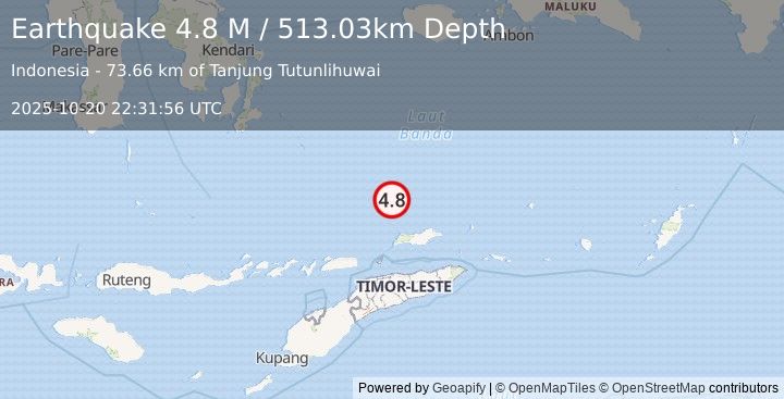 Earthquake Banda Sea (4.8 M) (2025-10-20 22:31:56 UTC)