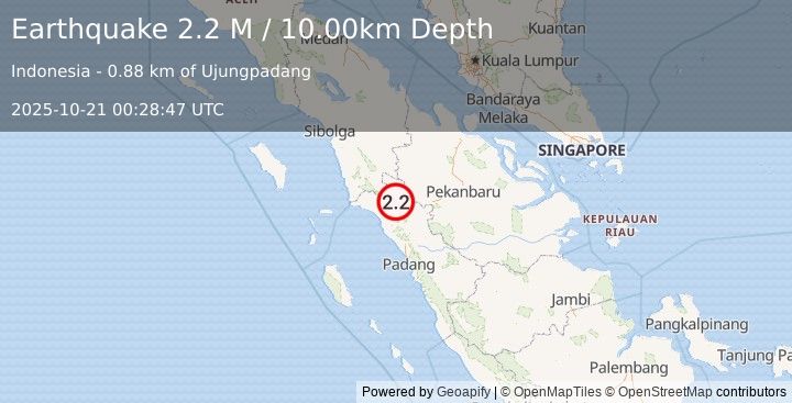 Earthquake Northern Sumatra, Indonesia (2.2 M) (2025-10-21 00:28:47 UTC)