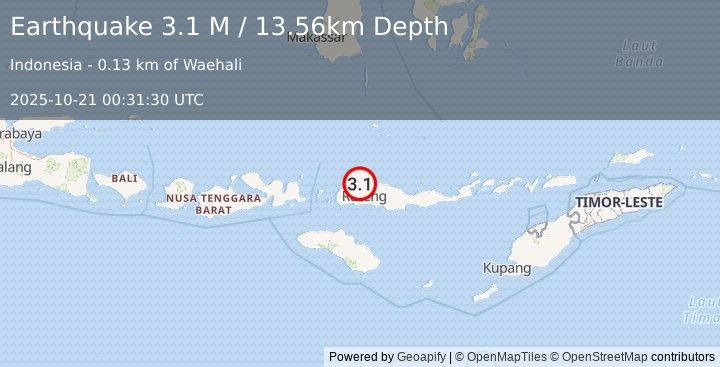 Earthquake Flores Region, Indonesia (3.1 M) (2025-10-21 00:31:30 UTC)