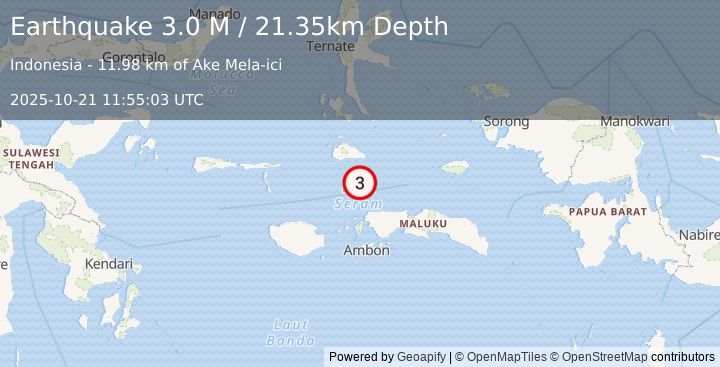 Earthquake Ceram Sea (3.0 M) (2025-10-21 11:55:03 UTC)