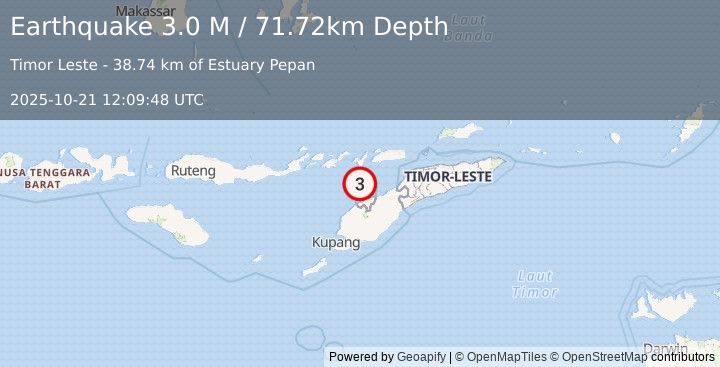 Earthquake Timor Region (3.0 M) (2025-10-21 12:09:48 UTC)