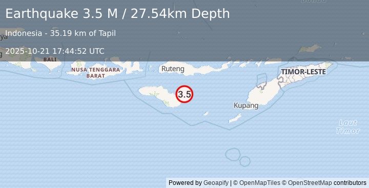 Earthquake Sumba Region, Indonesia (3.5 M) (2025-10-21 17:44:52 UTC)
