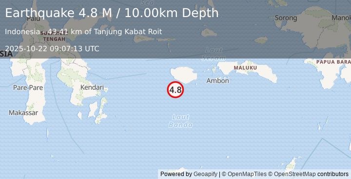 Earthquake Banda Sea (4.8 M) (2025-10-22 09:07:14 UTC)