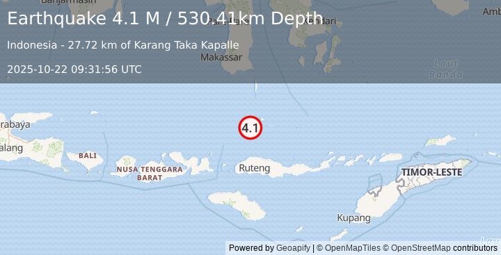 Earthquake Flores Sea (4.6 M) (2025-10-22 09:31:55 UTC)