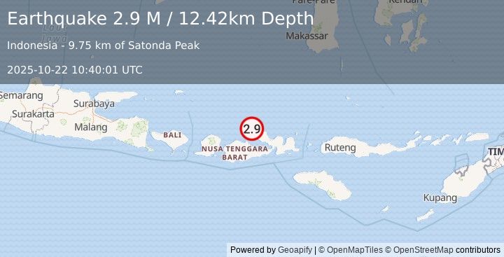 Earthquake Sumbawa Region, Indonesia (2.9 M) (2025-10-22 10:40:01 UTC)