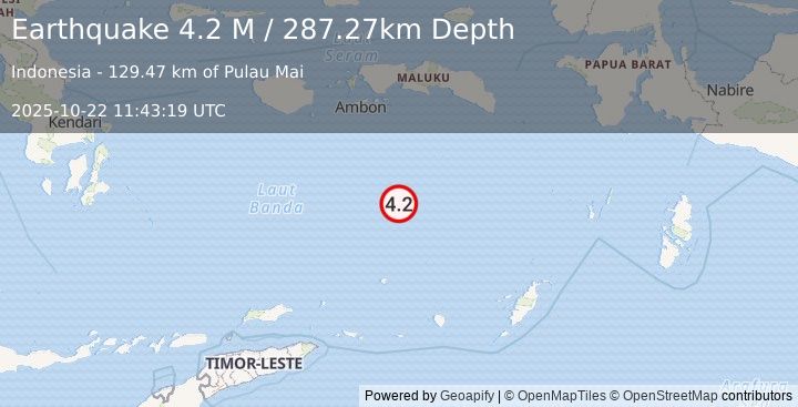 Earthquake Banda Sea (4.2 M) (2025-10-22 11:43:19 UTC)