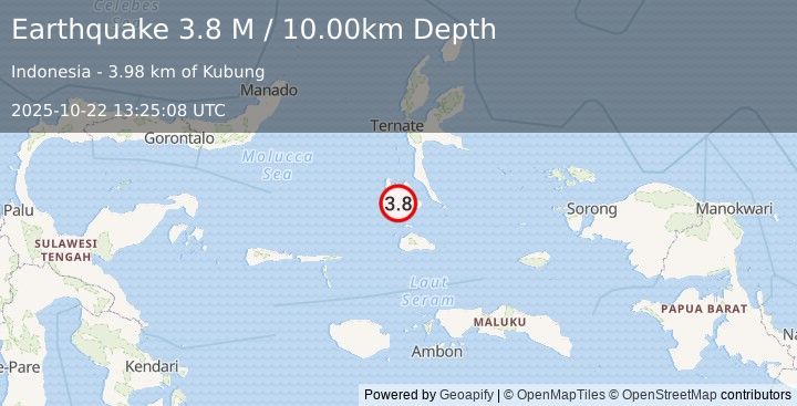 Earthquake Halmahera, Indonesia (3.8 M) (2025-10-22 13:25:08 UTC)