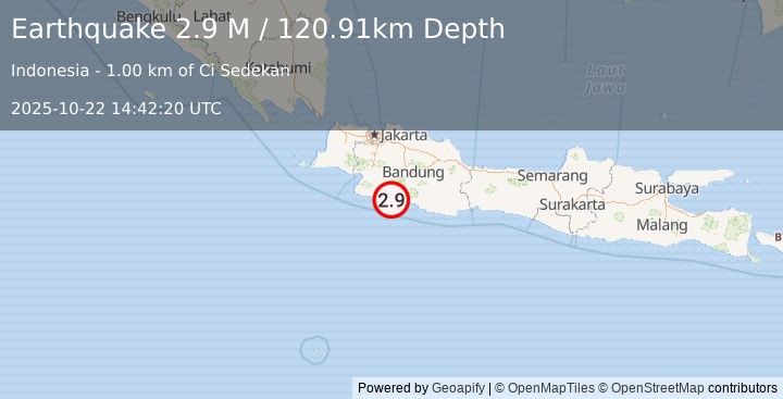 Earthquake Java, Indonesia (2.9 M) (2025-10-22 14:42:20 UTC)