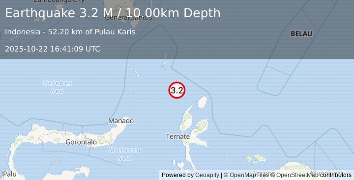Earthquake Northern Molucca Sea (3.2 M) (2025-10-22 16:41:09 UTC)