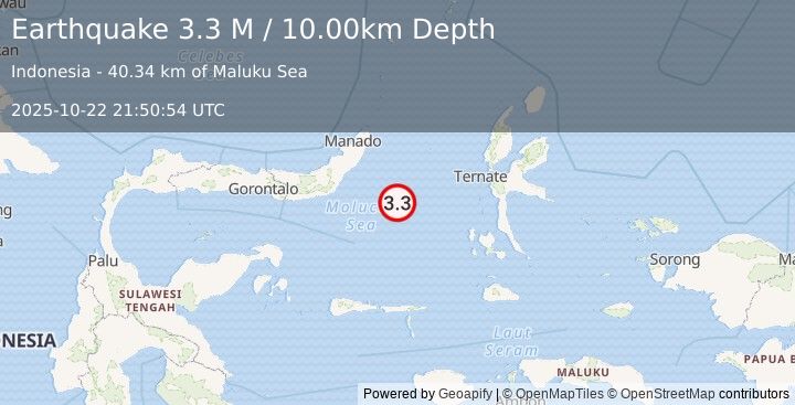 Earthquake Northern Molucca Sea (3.3 M) (2025-10-22 21:50:54 UTC)
