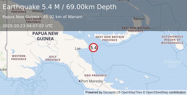 Earthquake New Britain Region, Papua New Guinea (5.4 M) (2025-10-23 04:07:03 UTC)