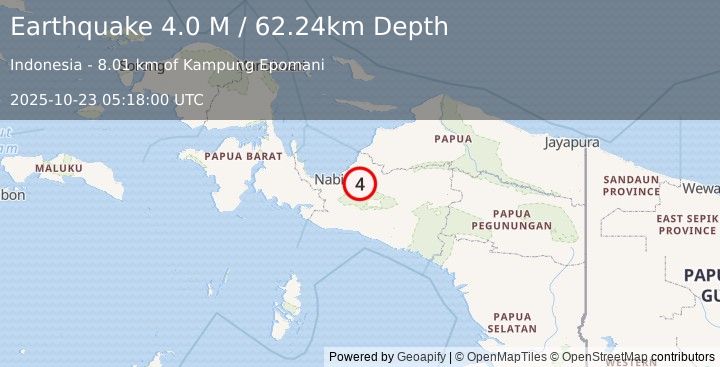 Earthquake West Papua, Indonesia (4.0 M) (2025-10-23 05:18:00 UTC)