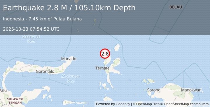 Earthquake Halmahera, Indonesia (2.8 M) (2025-10-23 07:54:52 UTC)