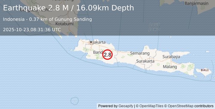 Earthquake Java, Indonesia (2.6 M) (2025-10-23 08:31:34 UTC)