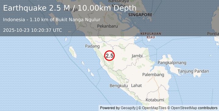 Earthquake Southern Sumatra, Indonesia (2.5 M) (2025-10-23 10:20:37 UTC)
