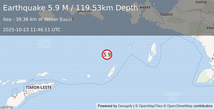 Earthquake Tanimbar Islands Region, Indonesia (5.9 M) (2025-10-23 11:46:11 UTC)