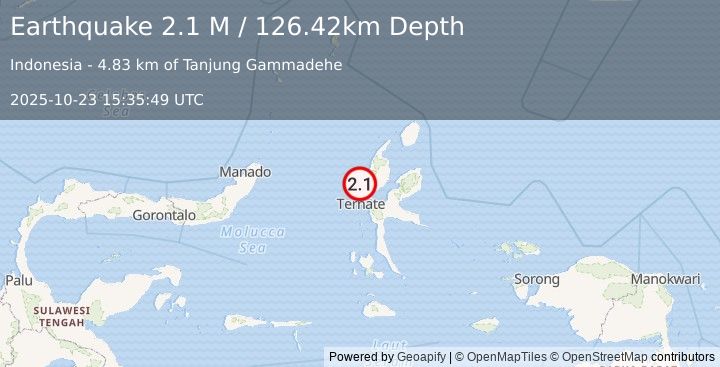 Earthquake Halmahera, Indonesia (2.1 M) (2025-10-23 15:35:49 UTC)