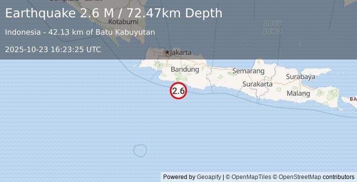 Earthquake Java, Indonesia (2.7 M) (2025-10-23 16:23:22 UTC)