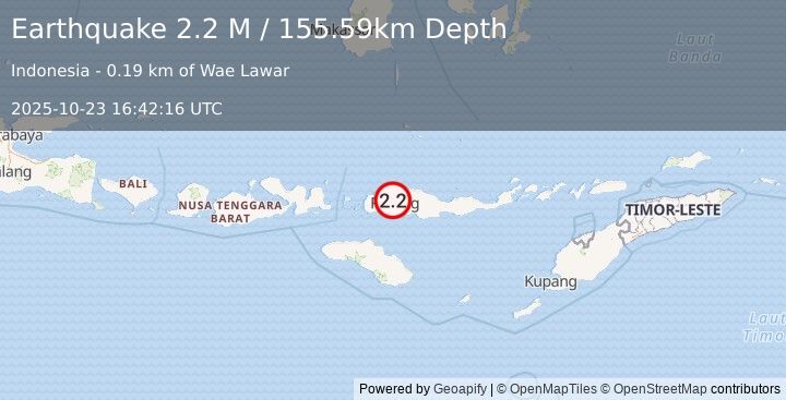 Earthquake Flores Region, Indonesia (2.2 M) (2025-10-23 16:42:16 UTC)