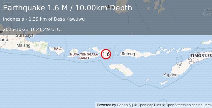 Earthquake Sumbawa Region, Indonesia (1.6 M) (2025-10-23 16:48:49 UTC)