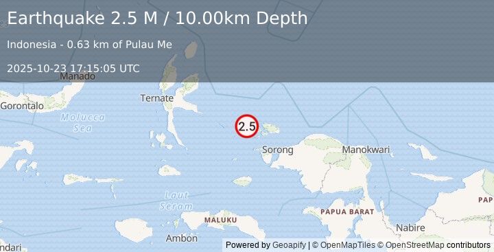 Earthquake West Papua Region, Indonesia (2.5 M) (2025-10-23 17:15:05 UTC)