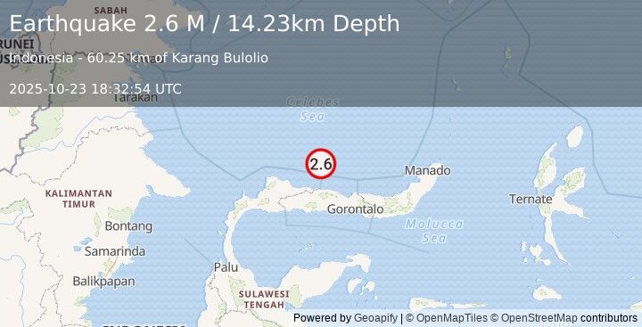 Earthquake Minahassa Peninsula, Sulawesi (2.6 M) (2025-10-23 18:32:54 UTC)