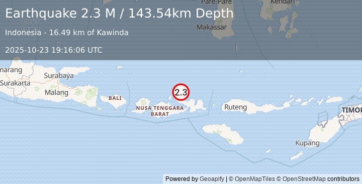 Earthquake Flores Sea (2.3 M) (2025-10-23 19:16:06 UTC)