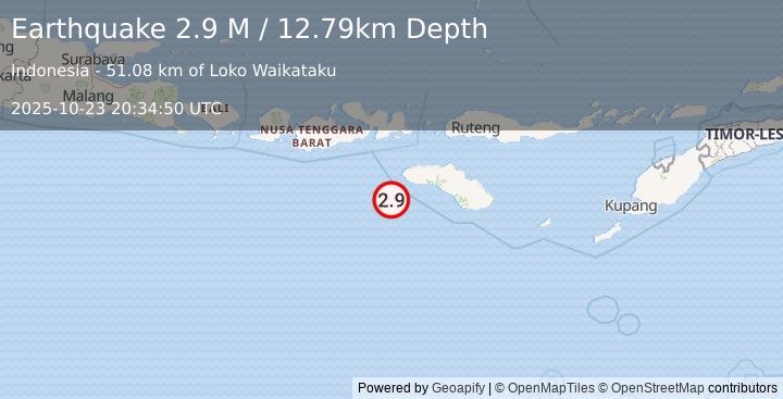 Earthquake South of Sumbawa, Indonesia (2.9 M) (2025-10-23 20:34:50 UTC)